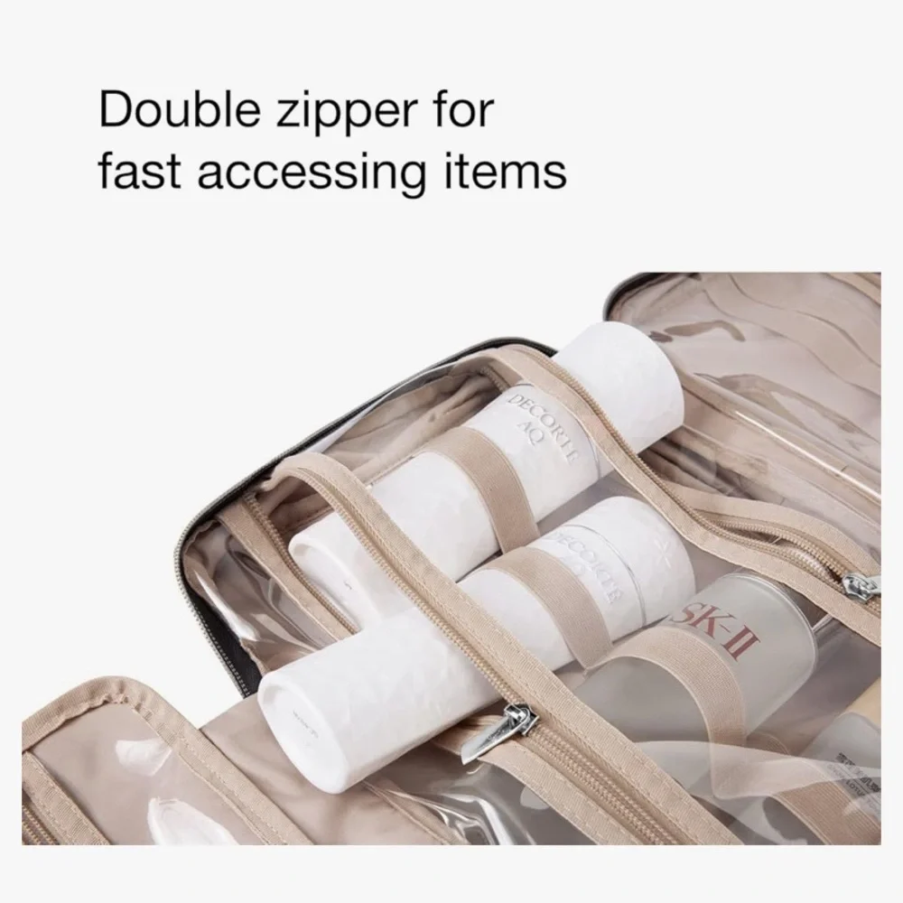 BAGSMART Hanging Toiletry Bag Organizer Double Zipper - Pink